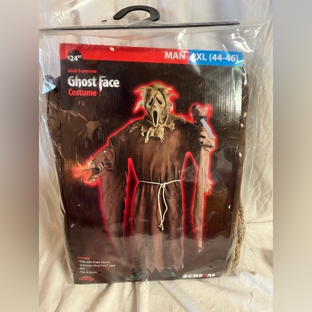Ghost Face Scream 4 Burlap Scarecrow Halloween Costume Men's 2XL XXL (44-46)